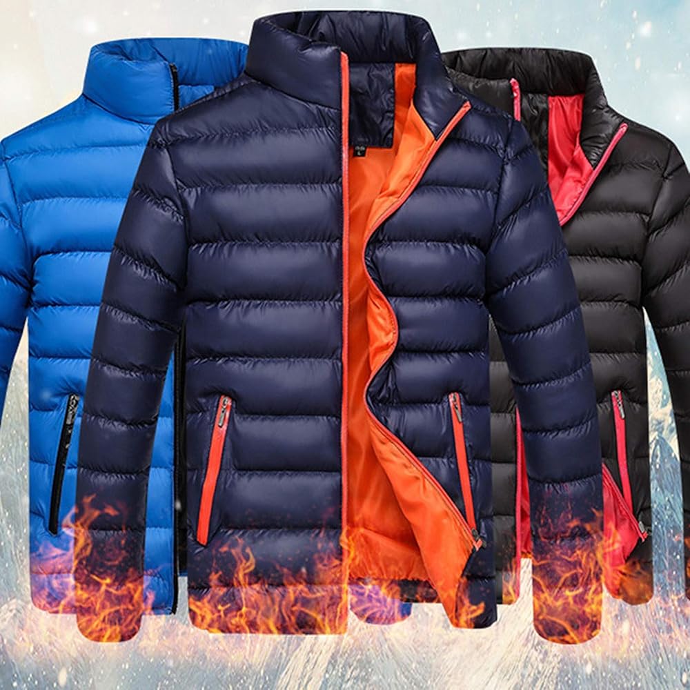 Men’s Stand Collar Down Winter Coat – Warm &amp; Stylish