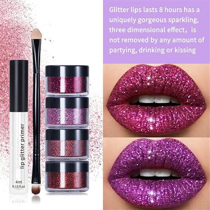 4-Color Glitter Lip Kit – Waterproof &amp; Long-Lasting