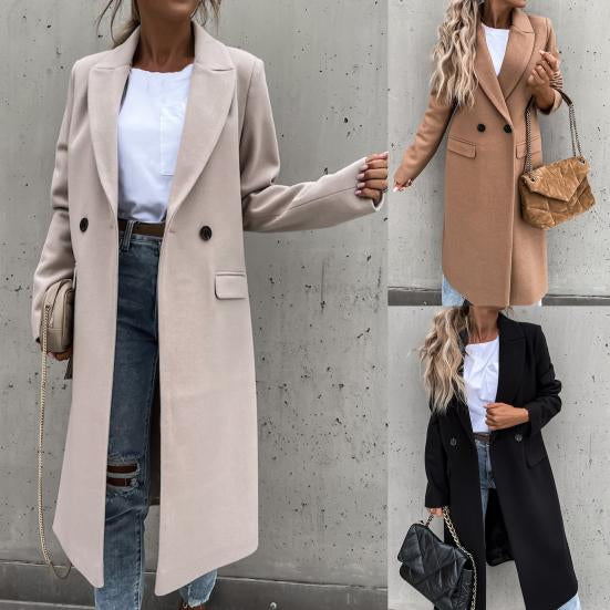 Long Wool Lapel Coat for Women – Autumn Winter Style