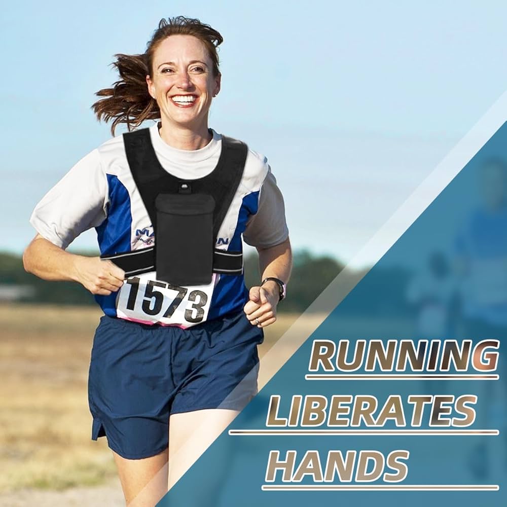 Reflective Running Vest with Adjustable Fit &amp; Phone Pocket