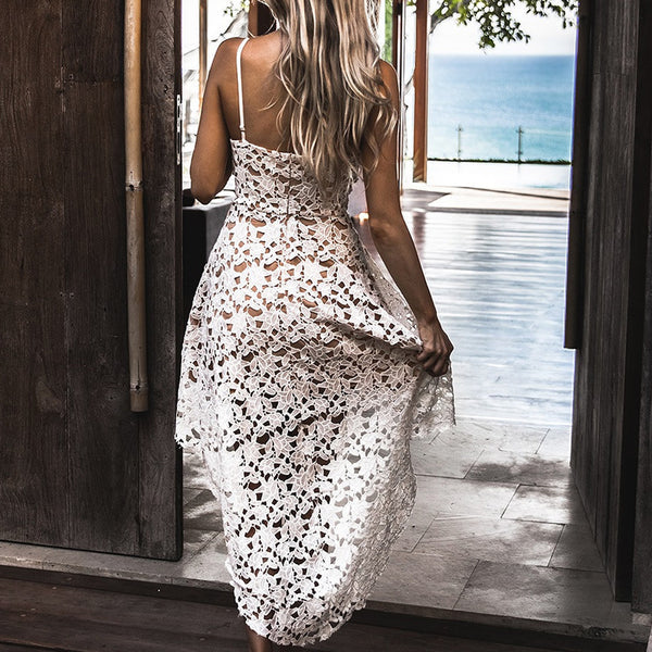 Lace High-Low Maxi Dress – Elegant &amp; Romantic