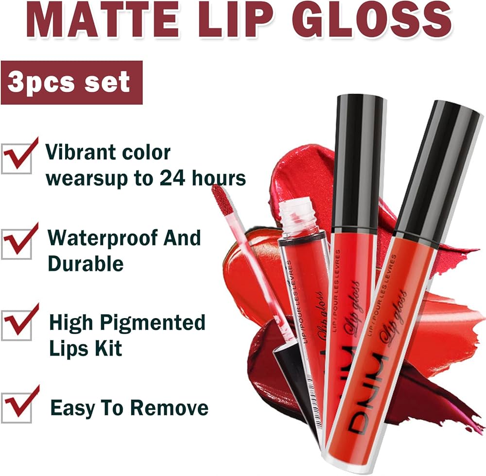 Lip Gloss 3 Piece Set - Matte Metallic Collection