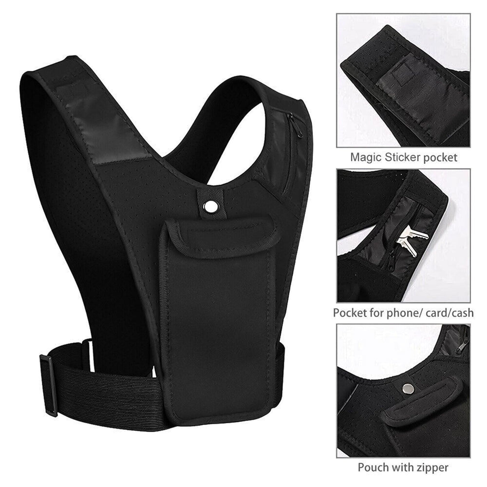 Reflective Running Vest with Adjustable Fit &amp; Phone Pocket