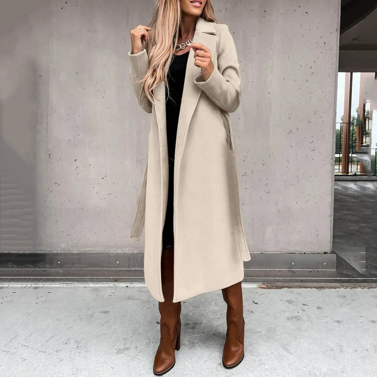 Elegant Women’s Long Solid Color Winter Coat