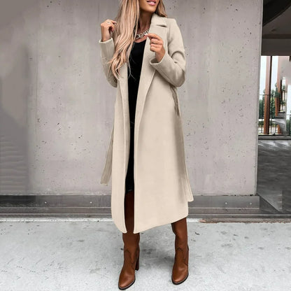 Elegant Women’s Long Solid Color Winter Coat