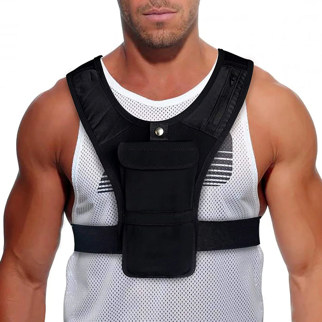 Reflective Running Vest with Adjustable Fit &amp; Phone Pocket