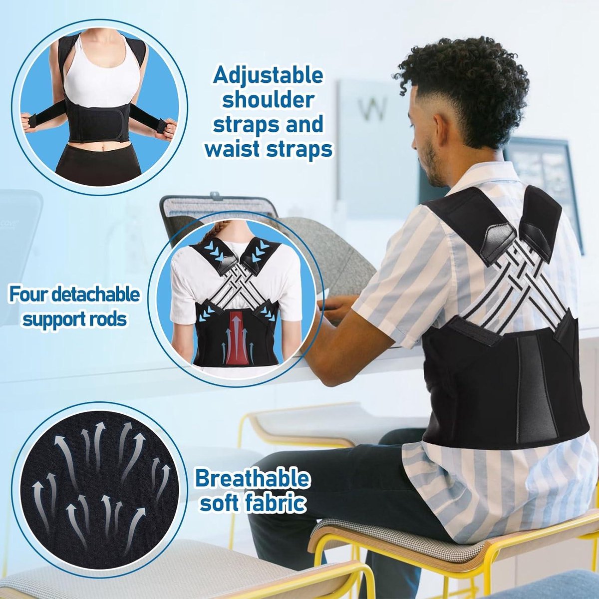 Unisex Posture Corrector Brace with Chest Lift &amp; Back Support