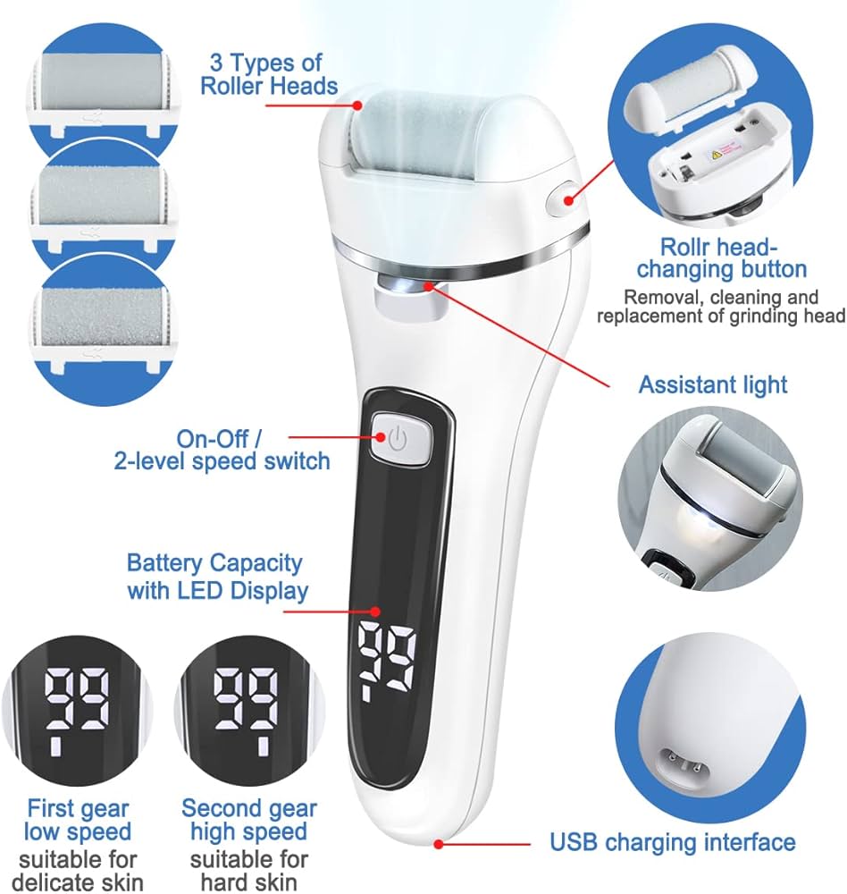 Rechargeable Electric Foot File Kit - Pedicure Set