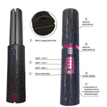 Wireless Automatic Hair Curler – Crystal Diamond Design