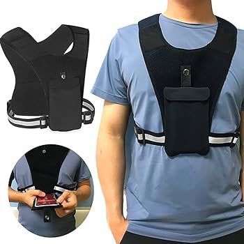 Reflective Running Vest with Adjustable Fit &amp; Phone Pocket