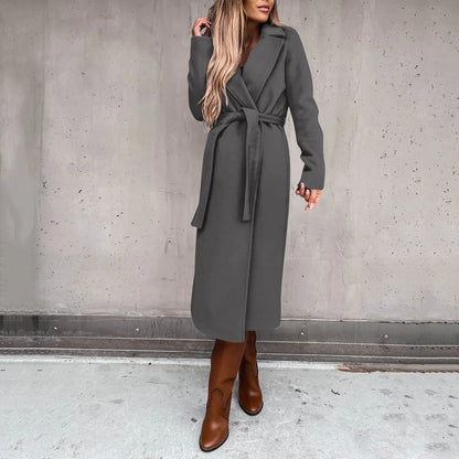 Elegant Women’s Long Solid Color Winter Coat