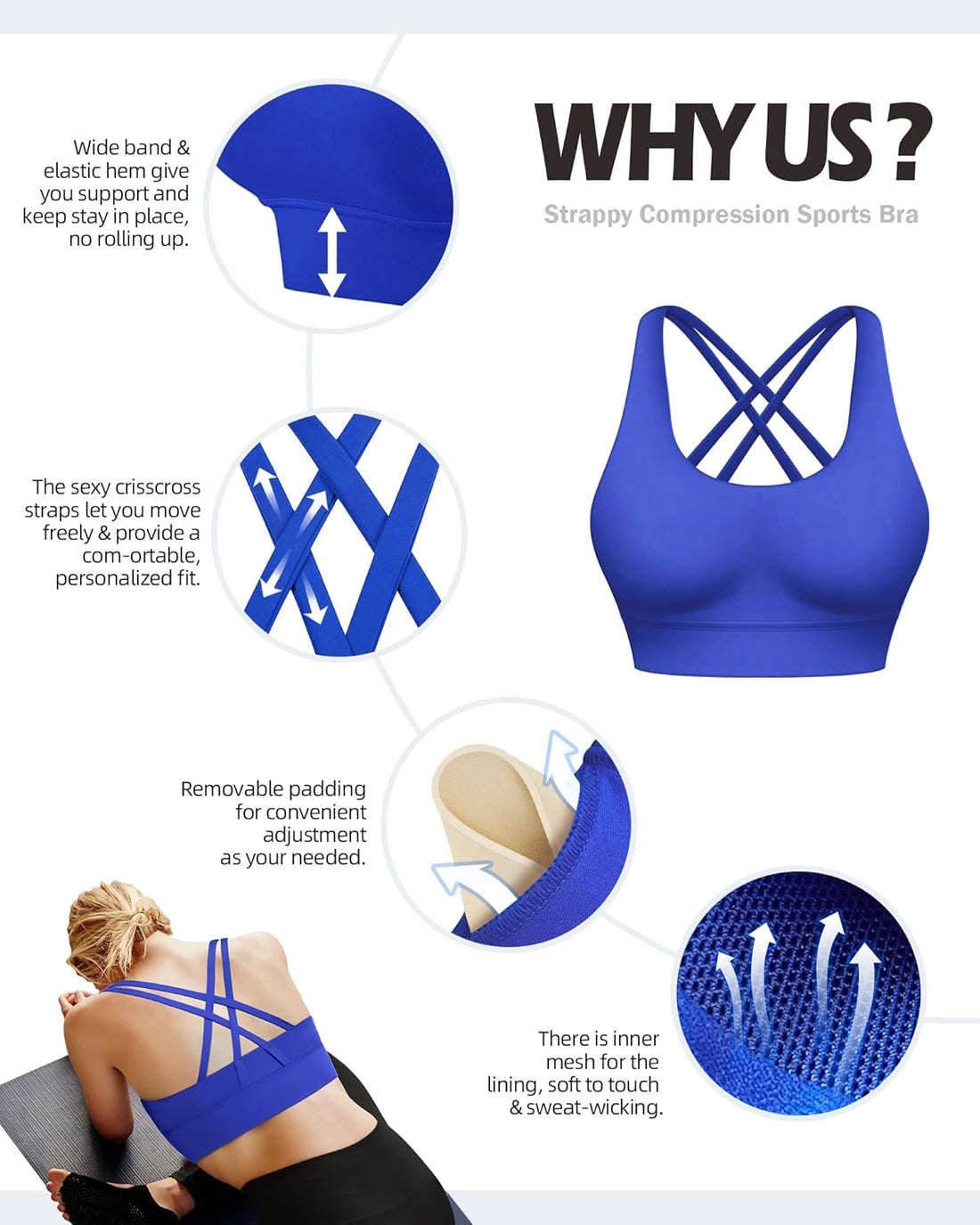 Cross-Back Supportive Yoga Bra – Stylish &amp; Comfortable