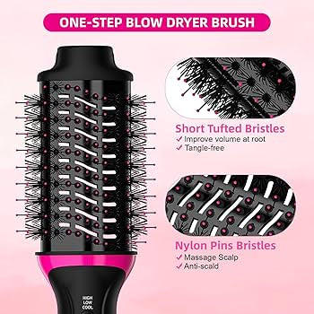 2-in-1 Hot Air Brush Hair Dryer &amp; Volumizer – Smooth, Frizz-Free Styling