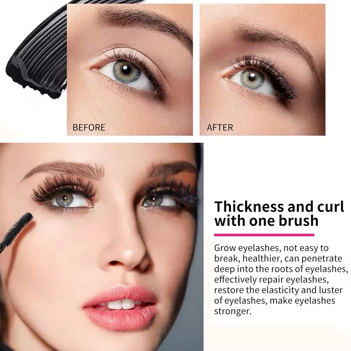 4D Waterproof Slim Mascara – Volume, Length &amp; Curl