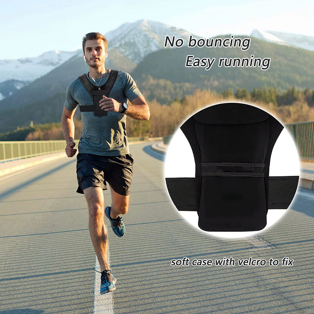 Reflective Running Vest with Adjustable Fit &amp; Phone Pocket