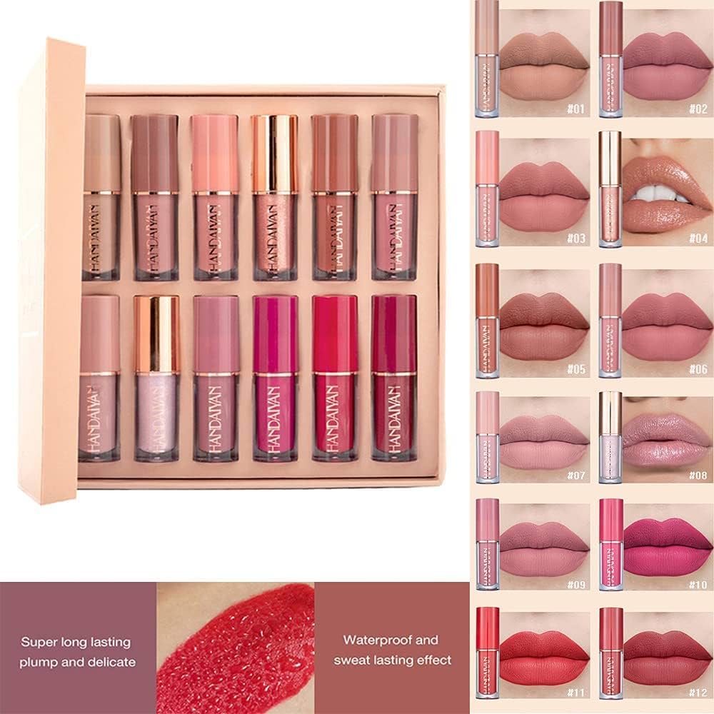 12 Colors Matte Nude Lipstick - Natural Shades Set