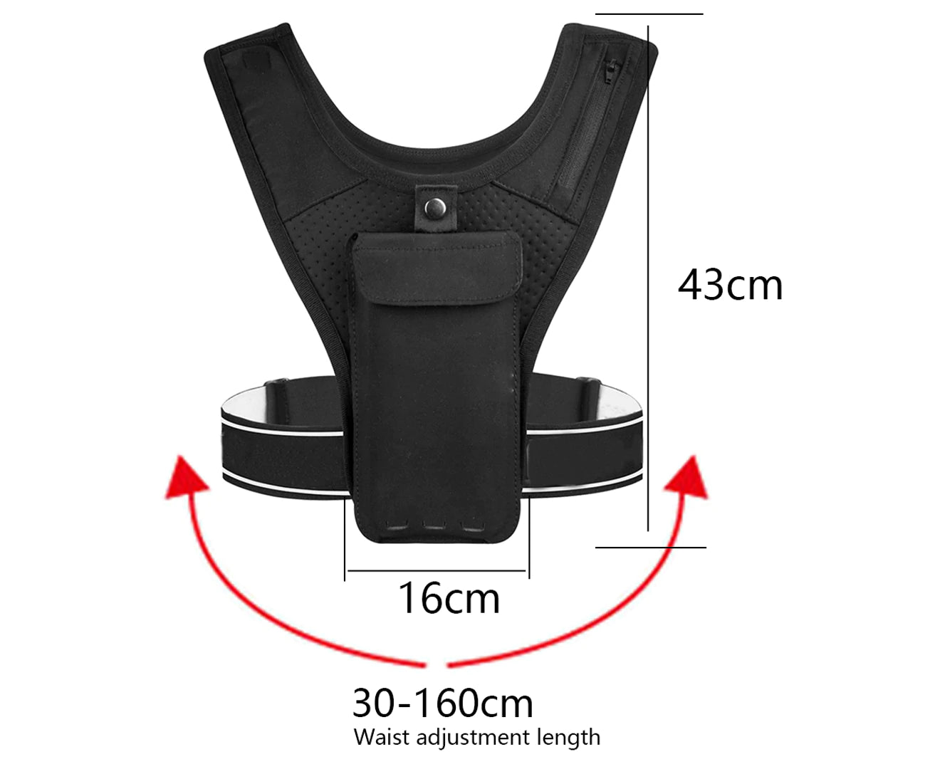 Reflective Running Vest with Adjustable Fit &amp; Phone Pocket