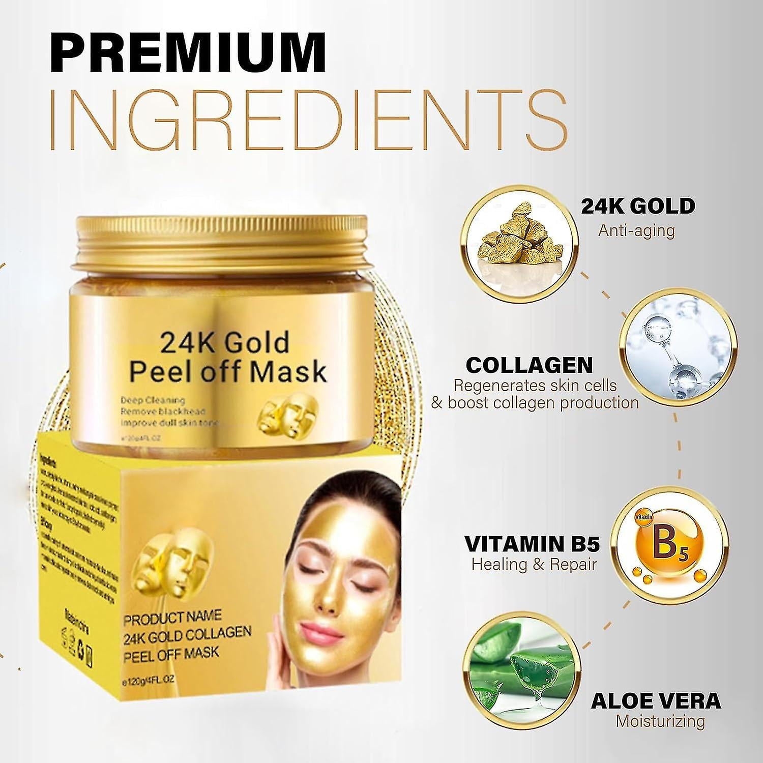 24K Gold Blackhead Mask - Deep Pore Cleansing
