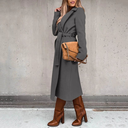 Elegant Women’s Long Solid Color Winter Coat
