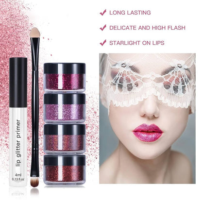 4-Color Glitter Lip Kit – Waterproof &amp; Long-Lasting