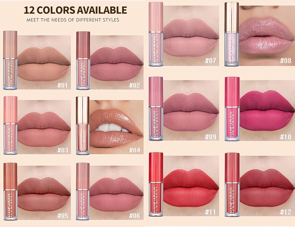 12 Colors Matte Nude Lipstick - Natural Shades Set