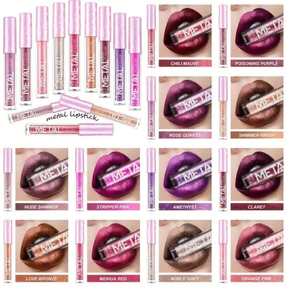 12-Piece Metallic Glitter Lipstick Kit