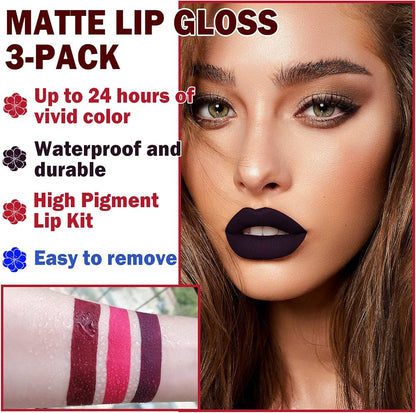 Lip Gloss 3 Piece Set - Matte Metallic Collection