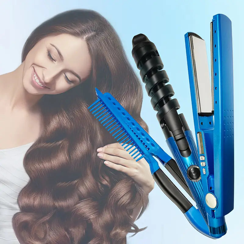 Dual-Purpose Blue Hair Straightener