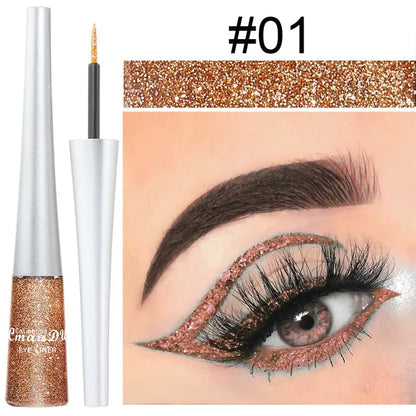 16 Colors Waterproof Glitter Eyeliner – Sparkling Makeup