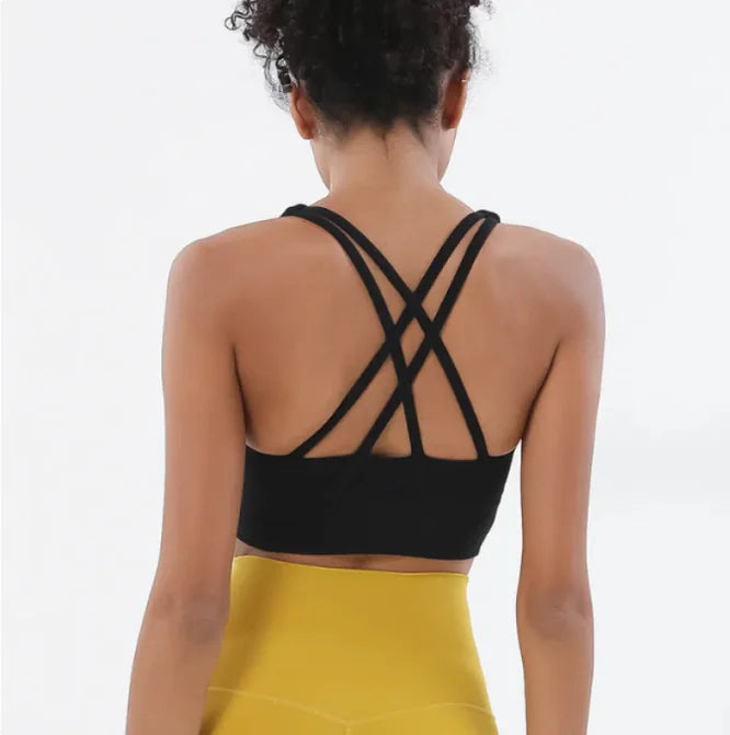 Cross-Back Supportive Yoga Bra – Stylish &amp; Comfortable