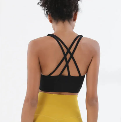 Cross-Back Supportive Yoga Bra – Stylish &amp; Comfortable