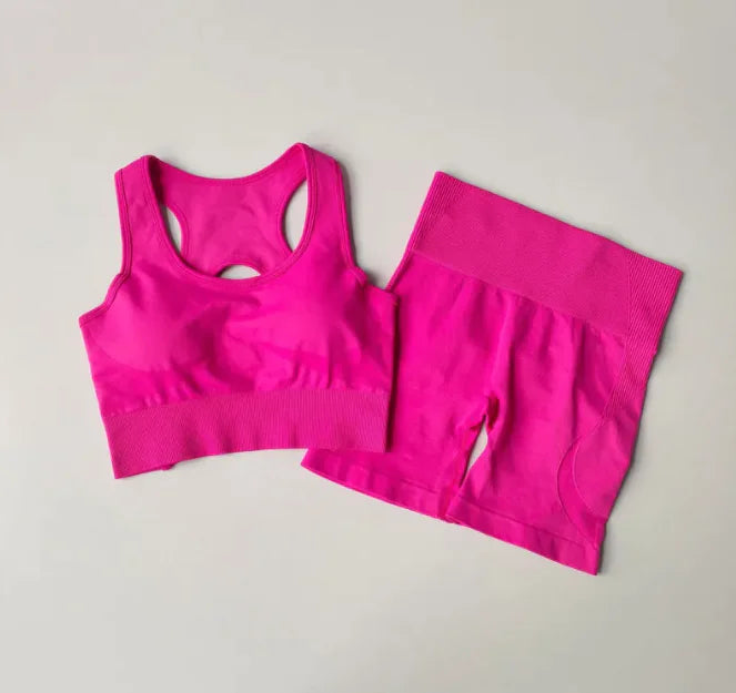 Quick-Dry Seamless Yoga 2-Piece Shorts Set