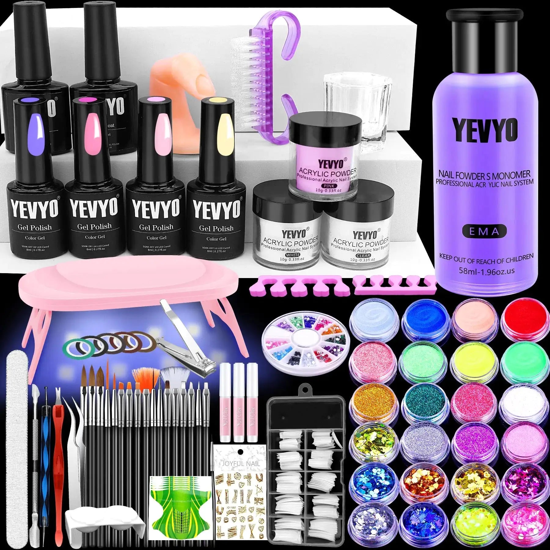 Complete Acrylic Nail Kit with UV Light