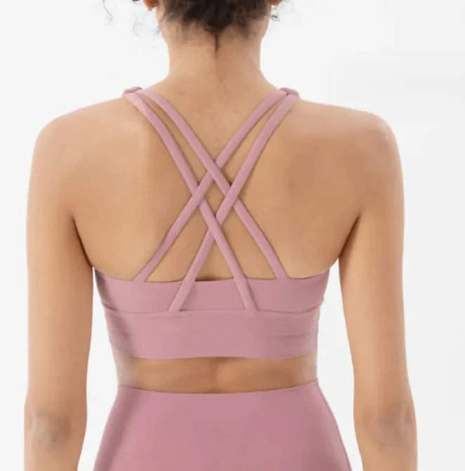 Cross-Back Supportive Yoga Bra – Stylish &amp; Comfortable