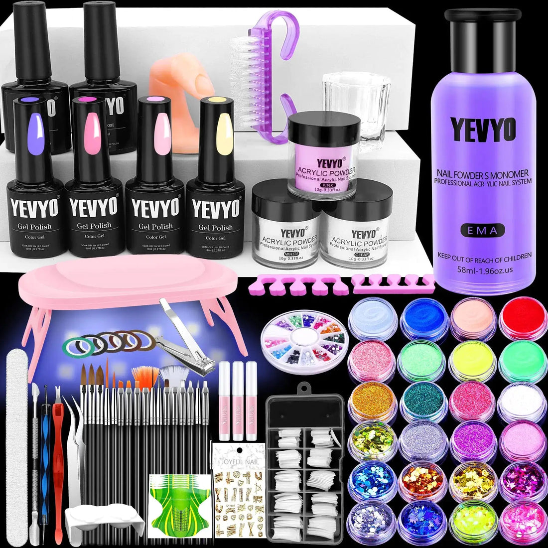 Complete Acrylic Nail Kit with UV Light