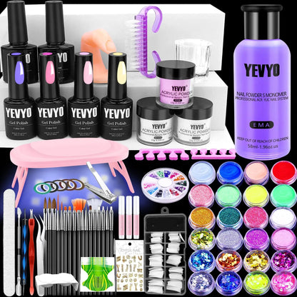 Complete Acrylic Nail Kit with UV Light