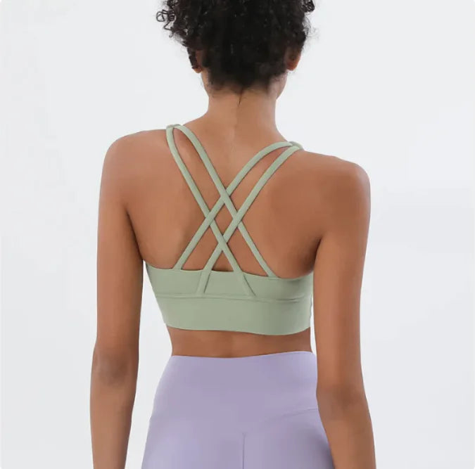 Cross-Back Supportive Yoga Bra – Stylish &amp; Comfortable