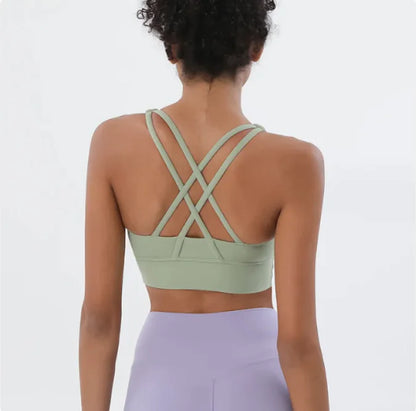 Cross-Back Supportive Yoga Bra – Stylish &amp; Comfortable
