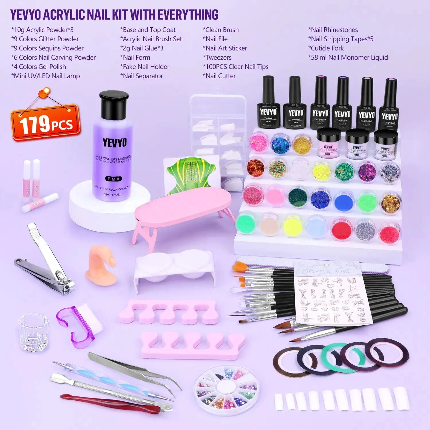 Complete Acrylic Nail Kit with UV Light