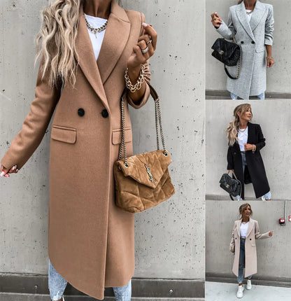 Long Wool Lapel Coat for Women – Autumn Winter Style