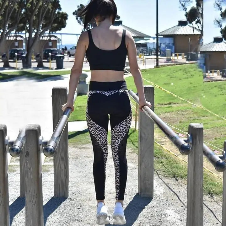 Leopard Print Mesh Leggings