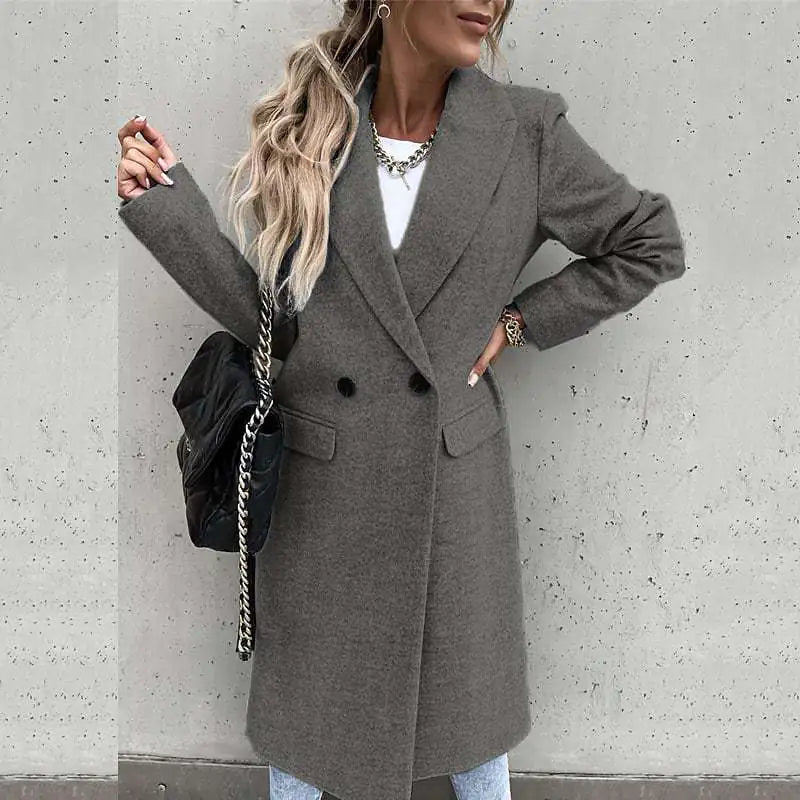 Long Wool Lapel Coat for Women – Autumn Winter Style