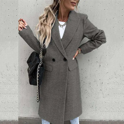 Long Wool Lapel Coat for Women – Autumn Winter Style