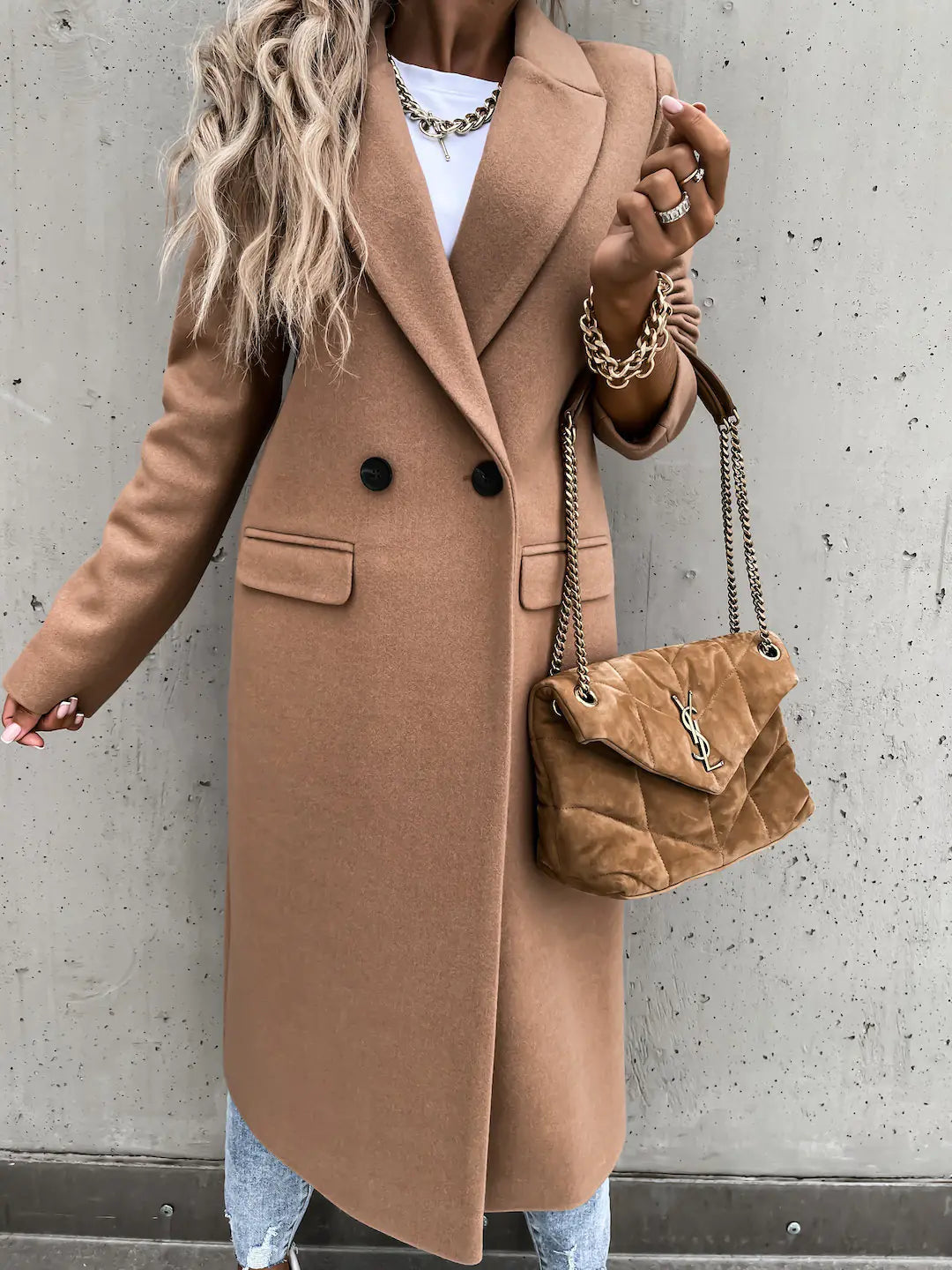 Long Wool Lapel Coat for Women – Autumn Winter Style