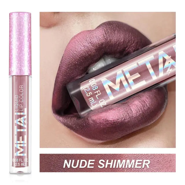 Metallic Liquid Lipstick Lip Gloss - Shimmery Finish