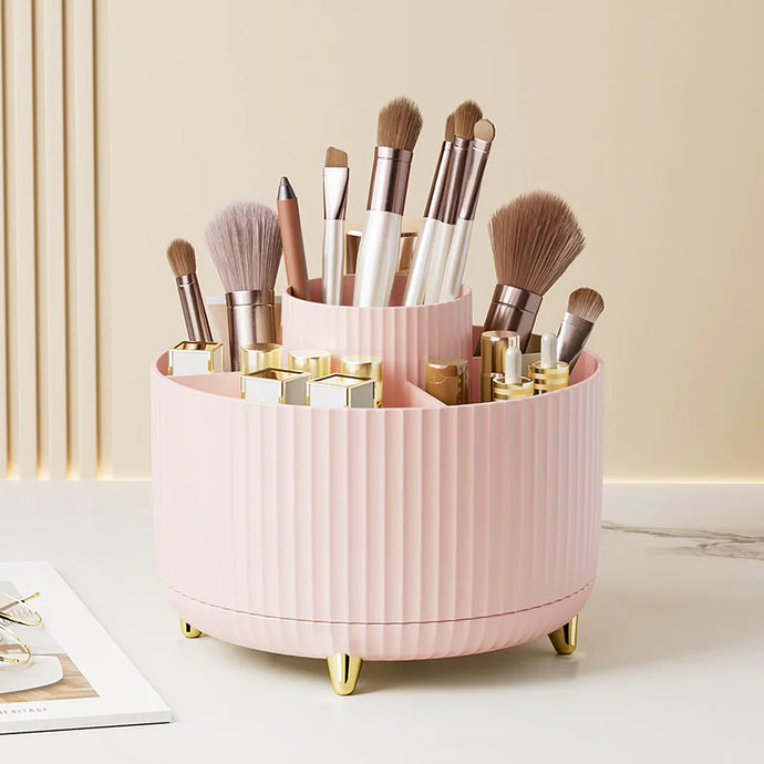 360° Rotating Makeup Brush Organizer – Sleek & Space-Saving