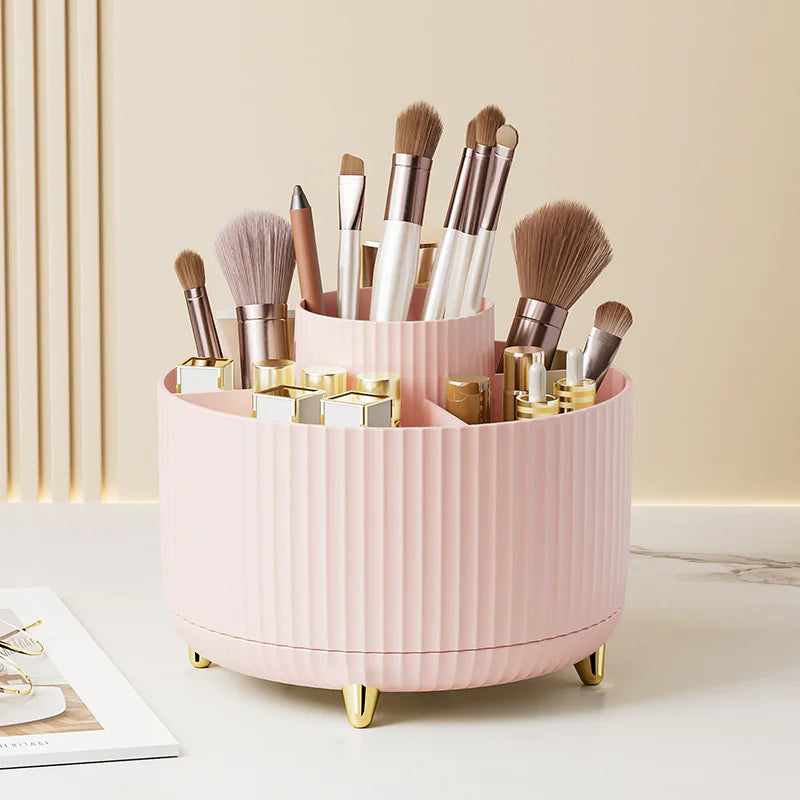 360° Rotating Makeup Brush Organizer – Sleek & Space-Saving