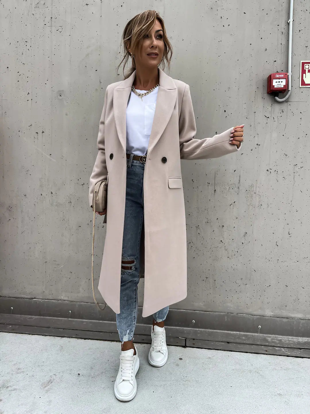 Long Wool Lapel Coat for Women – Autumn Winter Style