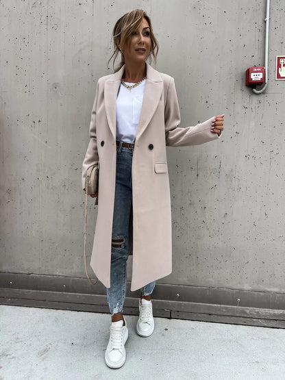 Long Wool Lapel Coat for Women – Autumn Winter Style