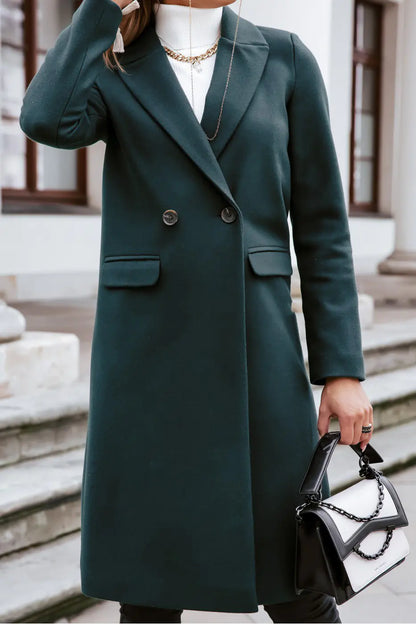 Long Wool Lapel Coat for Women – Autumn Winter Style